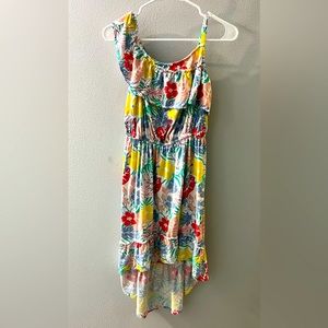 BCBGirls Floral cotton high low ruffle asymmetrical dress 14